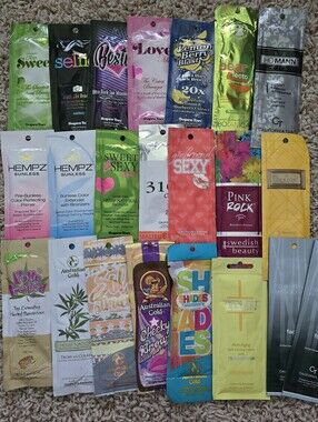 New! Variety Of Indoor Tanning Lotion Packets - 22 Packets